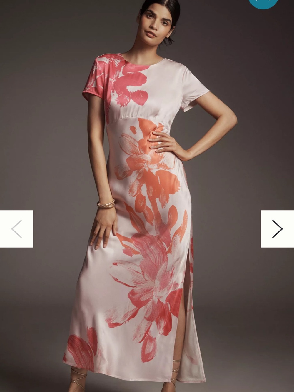 Anthropologie Satin Floral Printed Maxi Dress